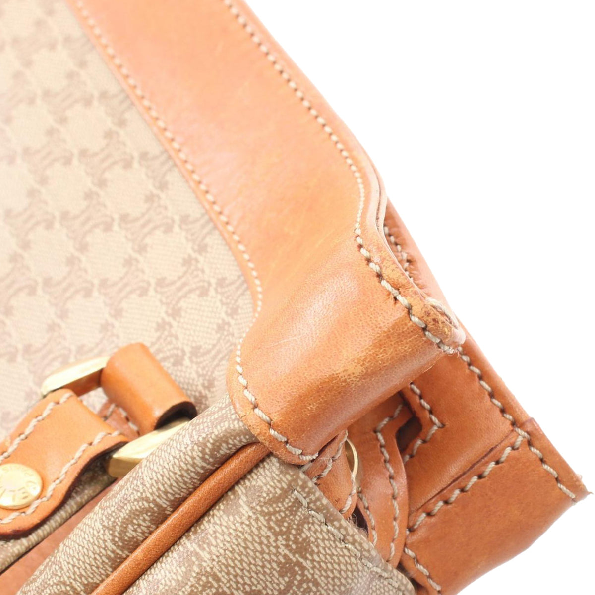 Celine Macadam Coated Canvas Tote — Beige