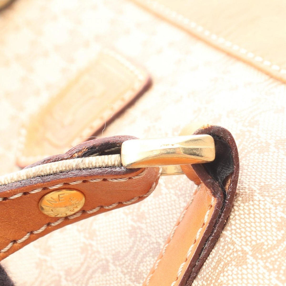 Celine Macadam Coated Canvas Tote — Beige