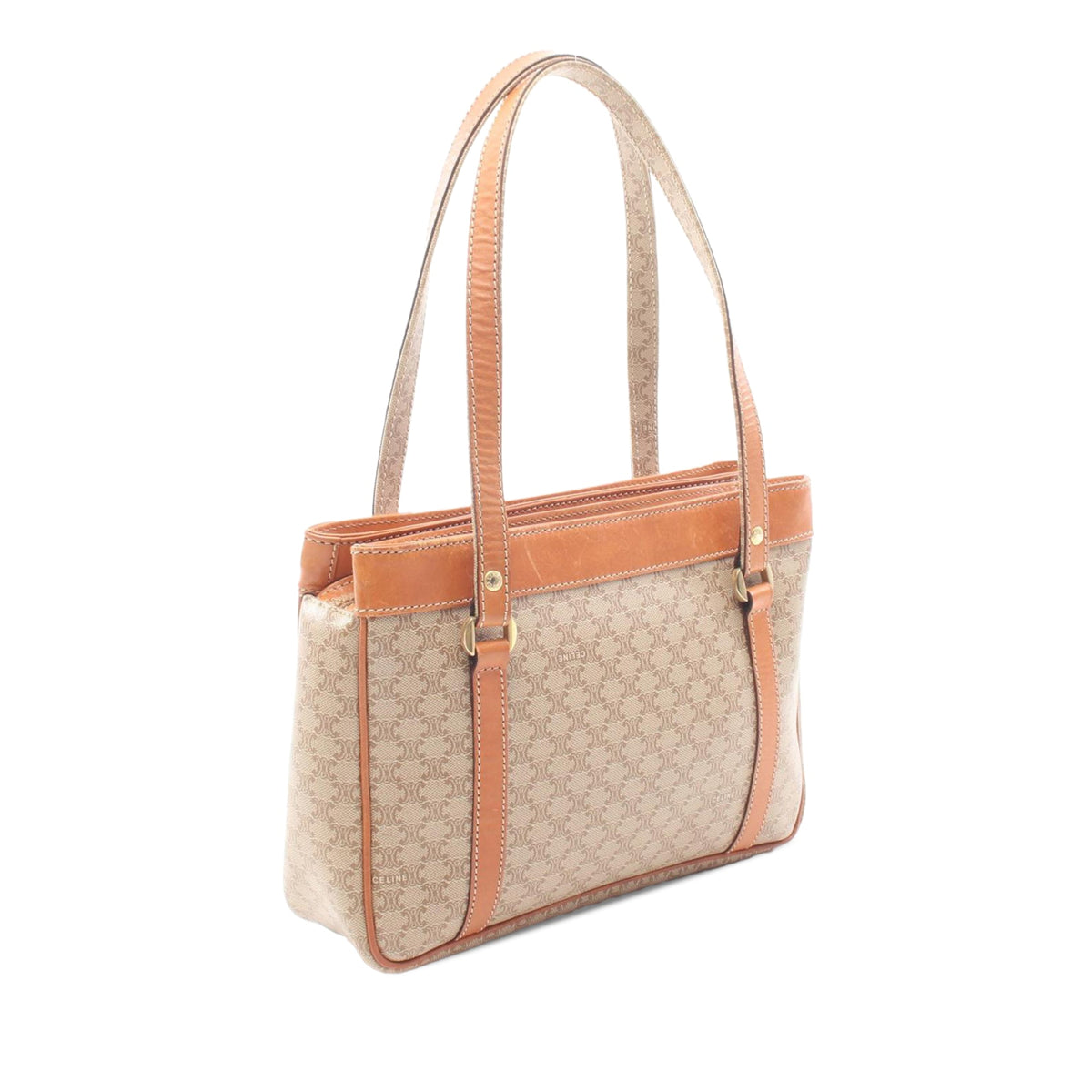 Celine Macadam Coated Canvas Tote — Beige
