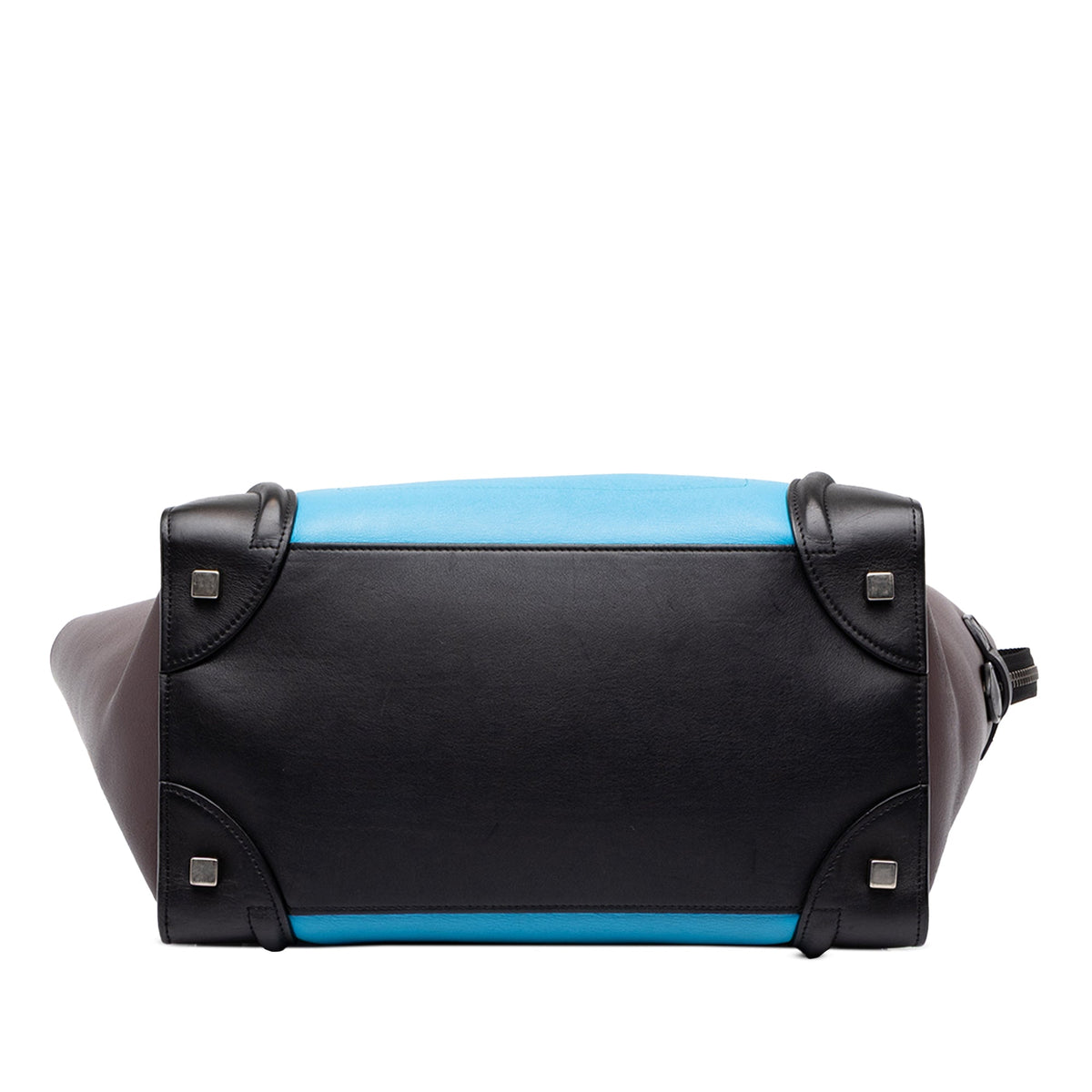 Celine Micro Tricolor Leather Luggage Tote — Blue