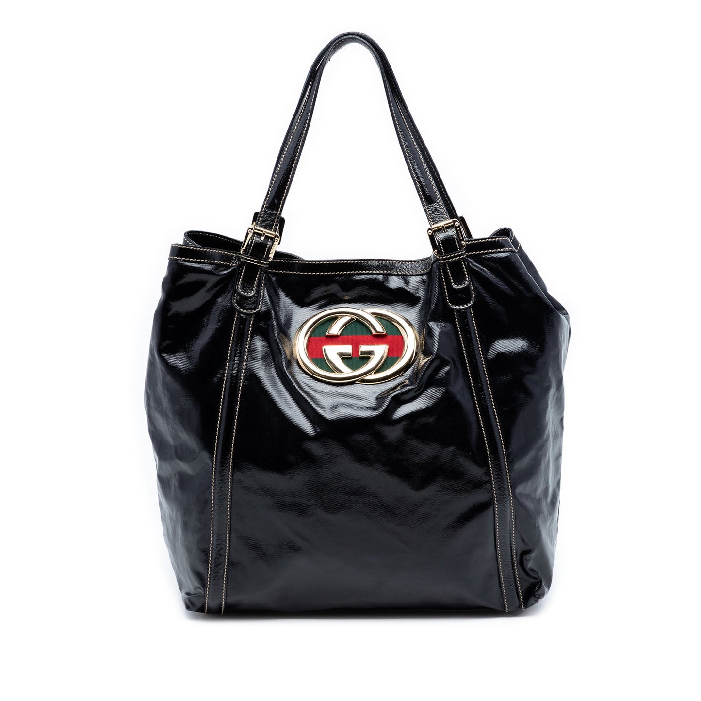 Gucci Patent Dialux Britt Web Tote