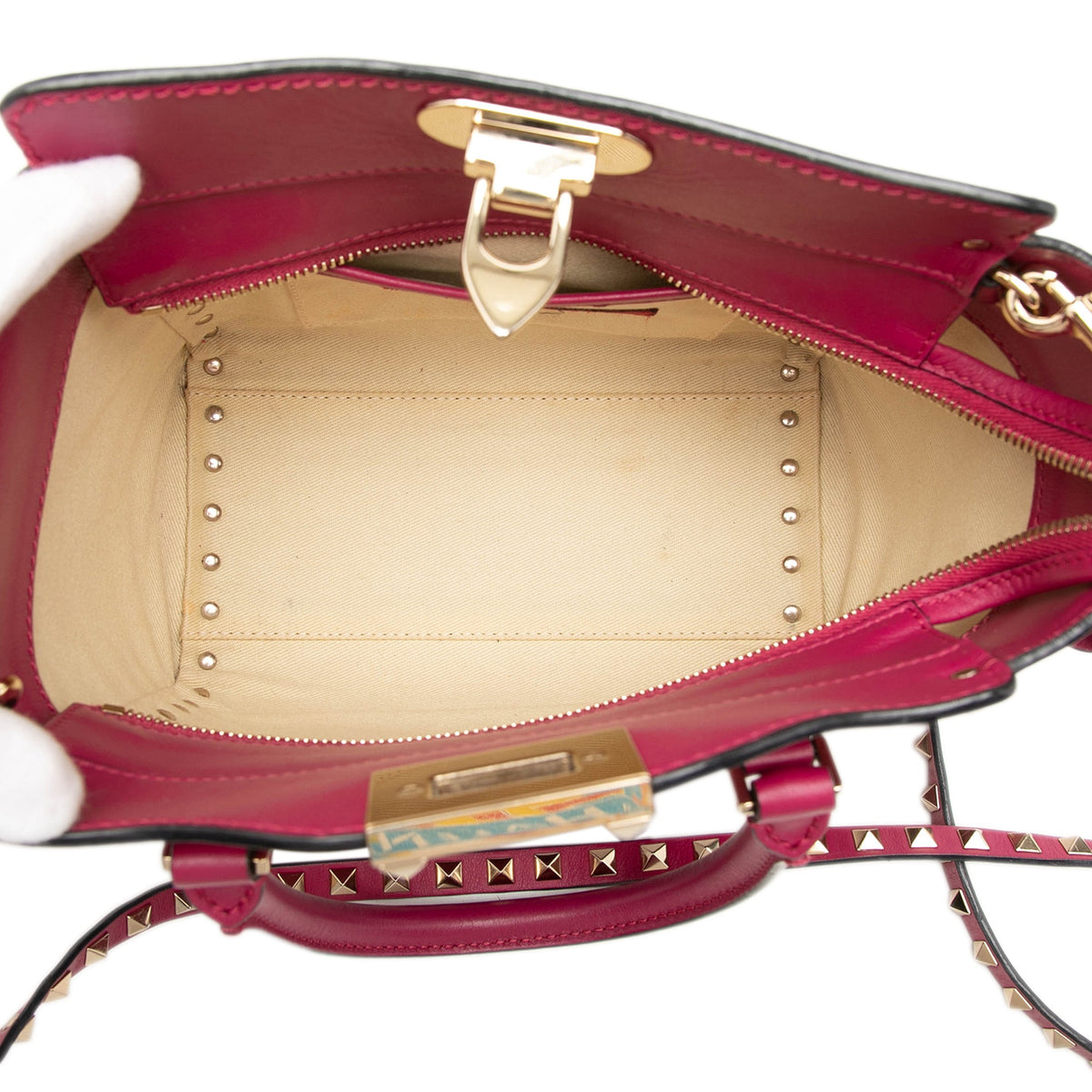 Valentino Mini Leather Rockstud Double Handle Tote