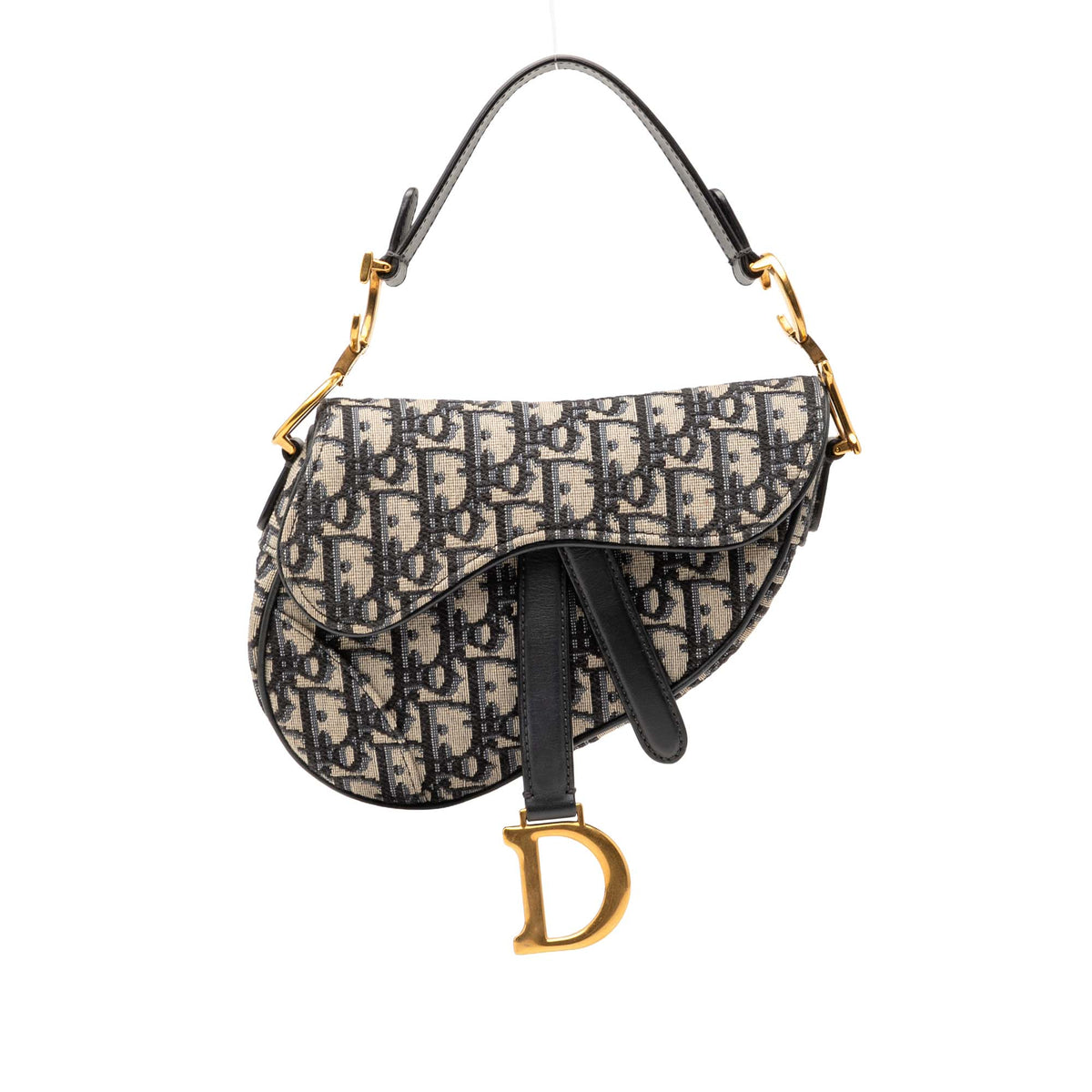 Dior Mini Oblique Canvas Saddle Bag — Blue