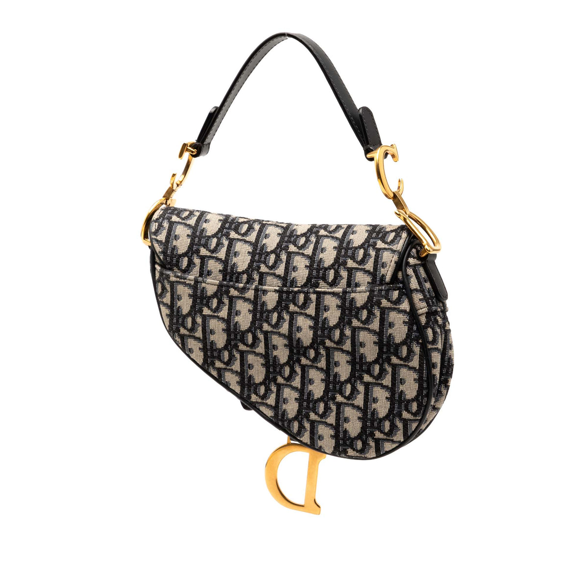 Dior Mini Oblique Canvas Saddle Bag — Blue