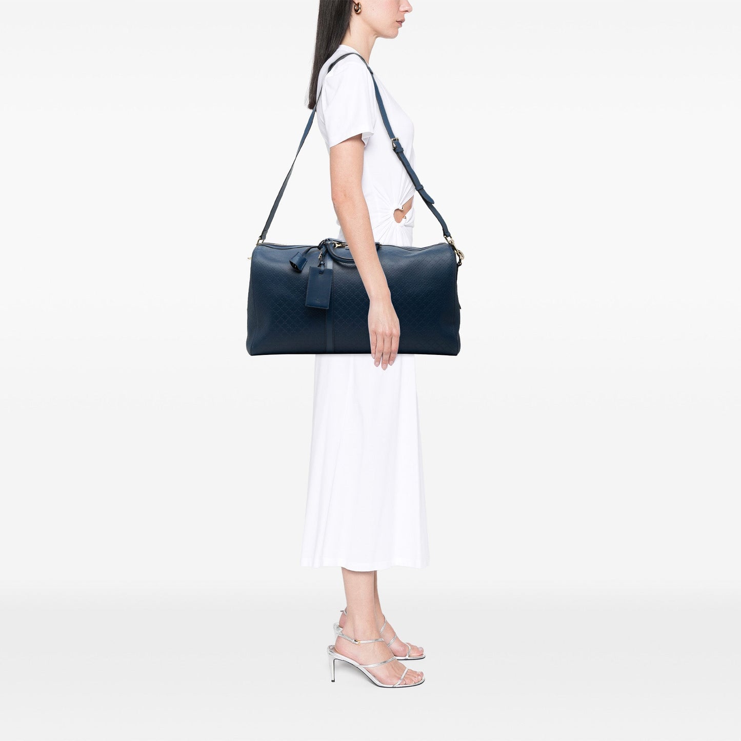 Large Diamante Bright Leather Carry On Duffle Bag