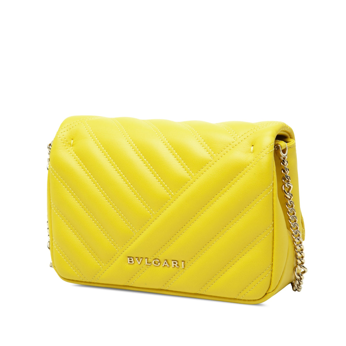 Bvlgari Leather Serpenti Cabochon Chain Crossbody — Yellow