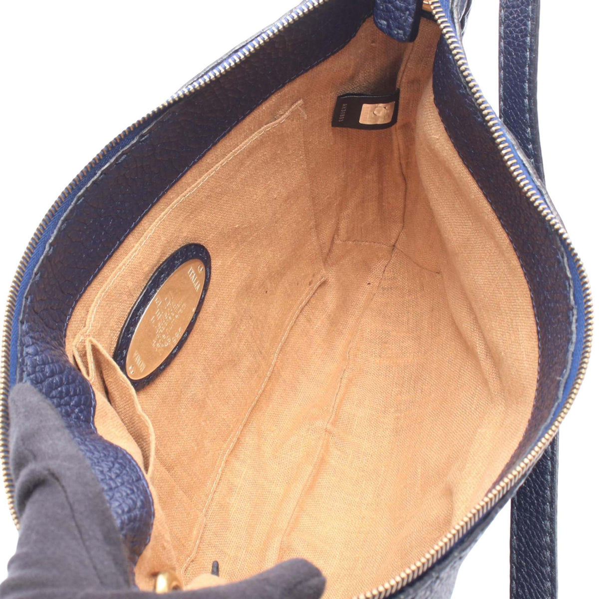 Fendi Medium Leather Selleria Crossbody — Blue