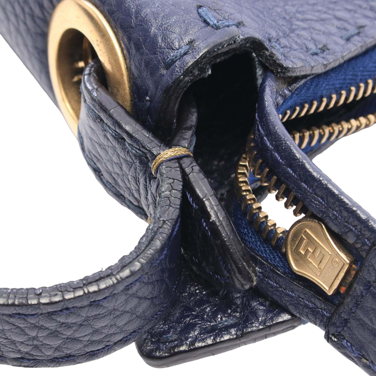 Fendi Medium Leather Selleria Crossbody — Blue