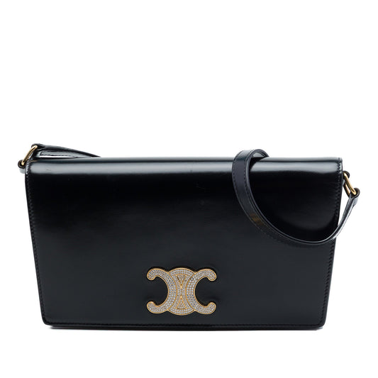 Celine Shiny Calfskin Strass Triomphe Trapeze Shoulder Bag