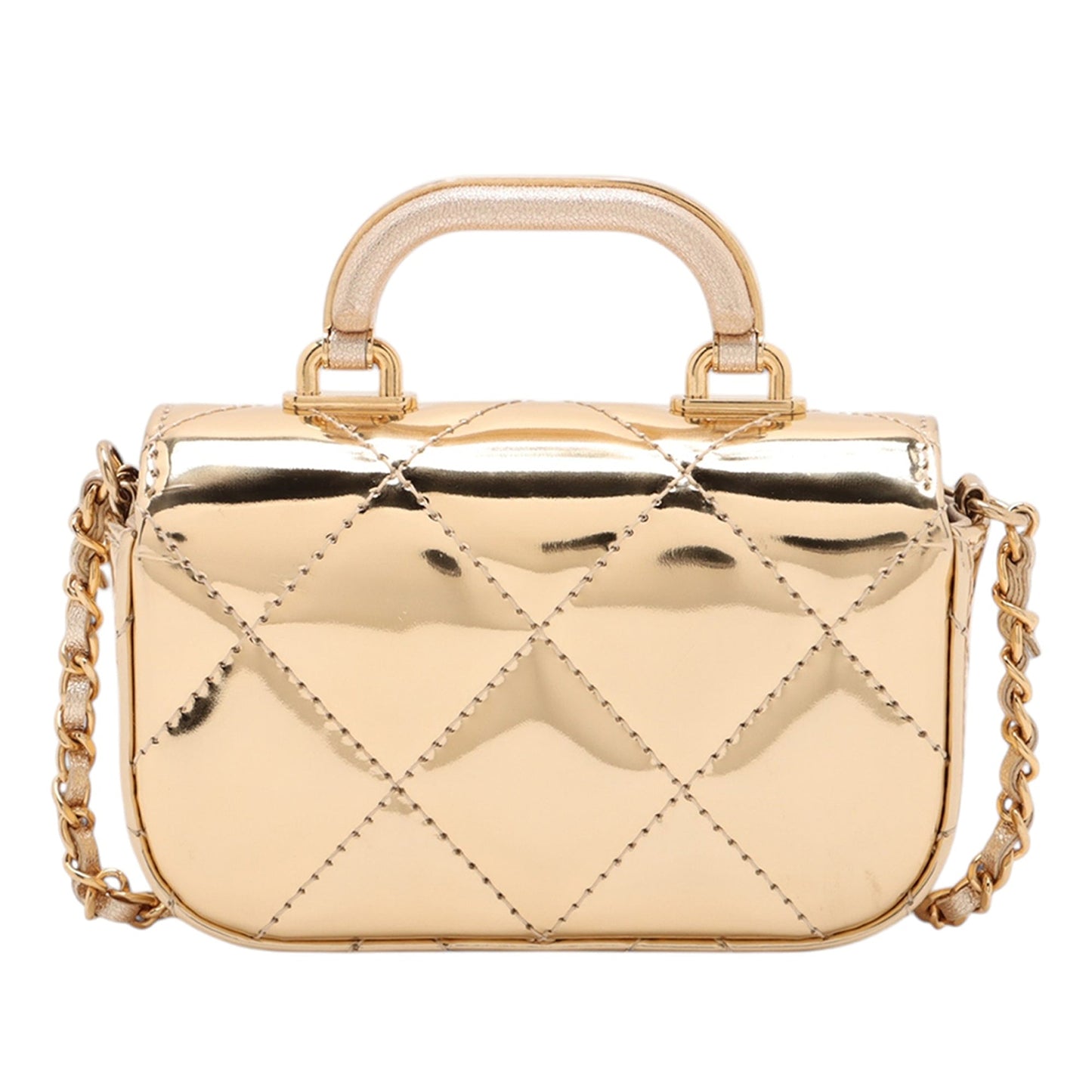 Chanel CC Metallic Quilted Calfskin Top Handle Bag