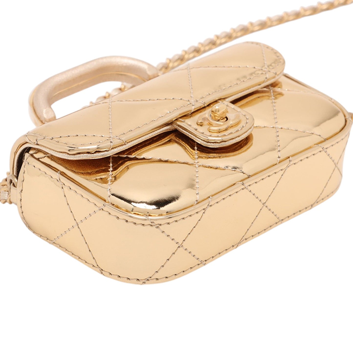 Chanel CC Metallic Quilted Calfskin Top Handle Bag