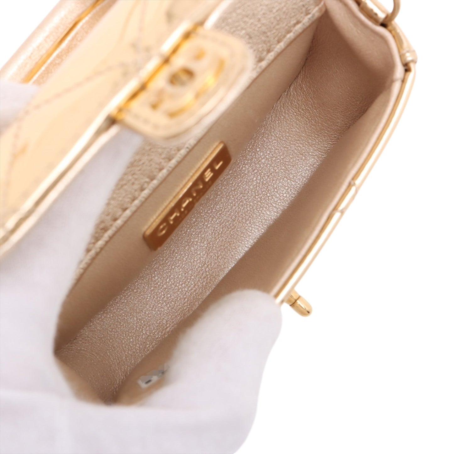 Chanel CC Metallic Quilted Calfskin Top Handle Bag