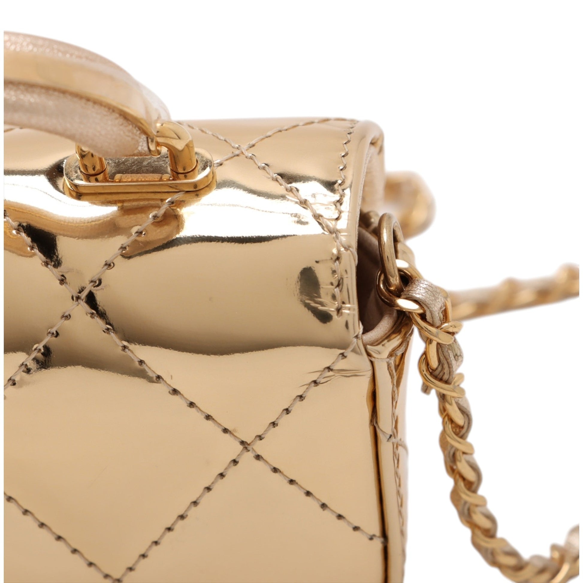 Chanel CC Metallic Quilted Calfskin Top Handle Bag