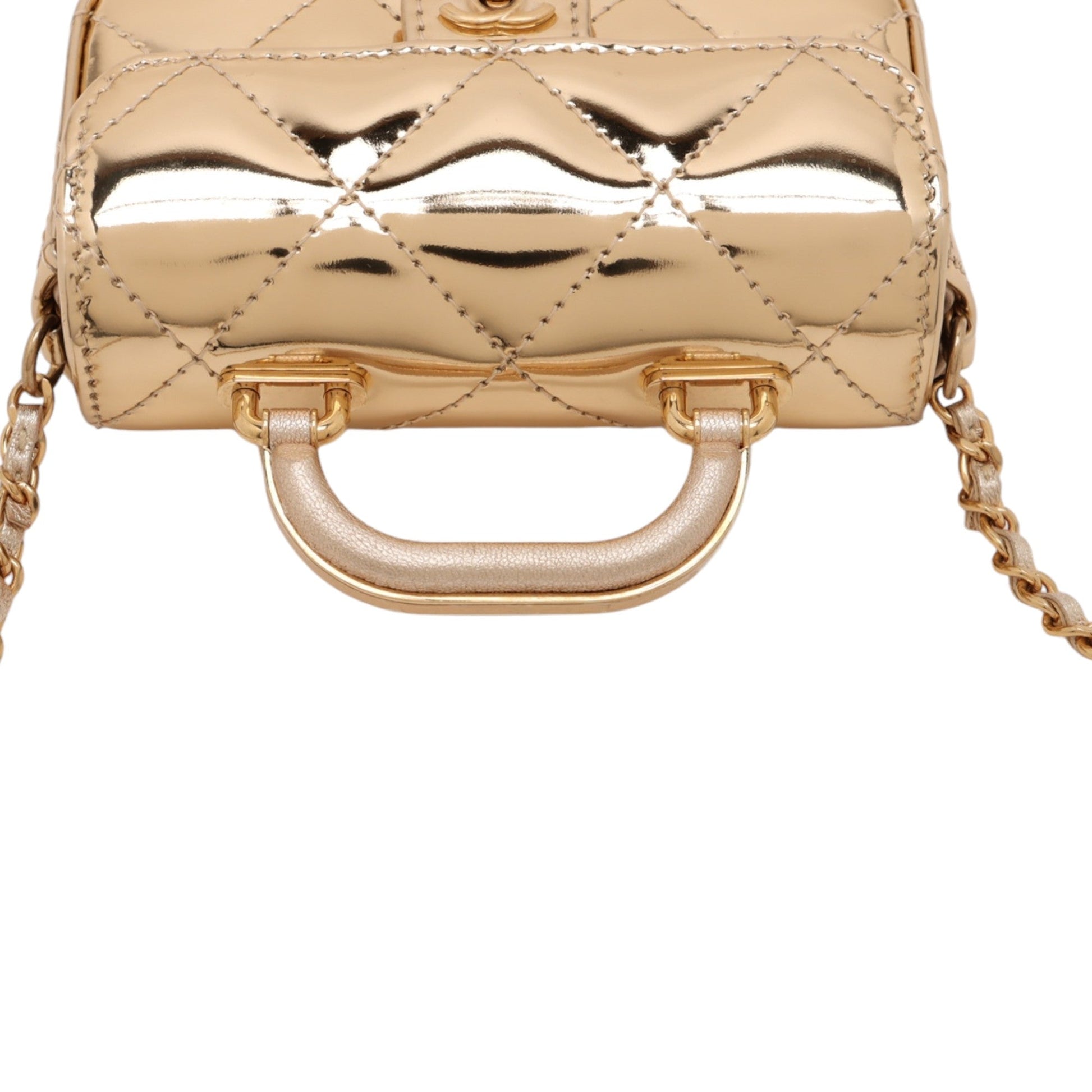 Chanel CC Metallic Quilted Calfskin Top Handle Bag