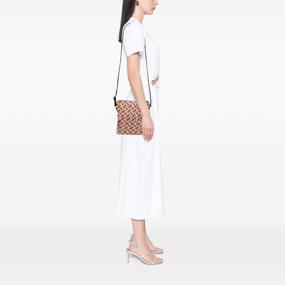 Burberry TB Monogram Nylon Flat Messenger Bag — Beige