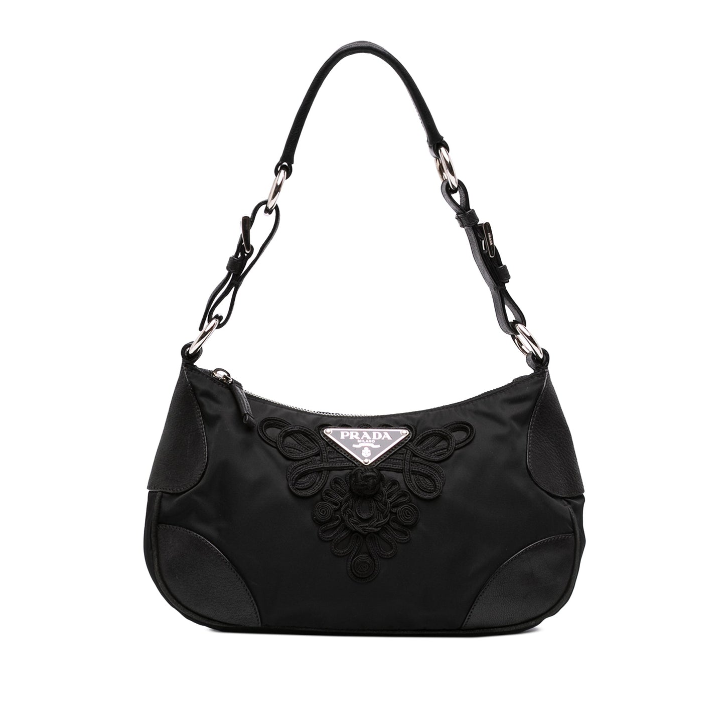 Prada Cervo Antik Trimmed Tessuto Passamaneria Shoulder Bag