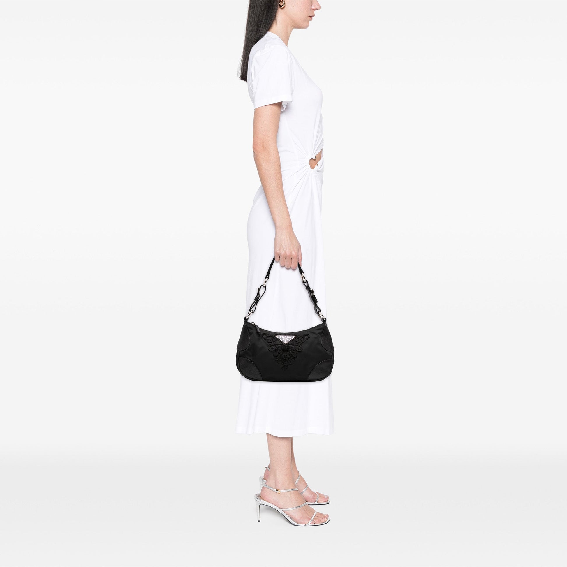 Prada Cervo Antik Trimmed Tessuto Passamaneria Shoulder Bag