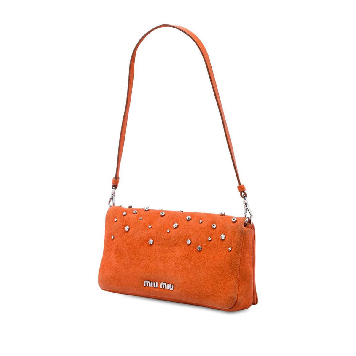 Miu Miu Crystal Embellished Suede Satchel