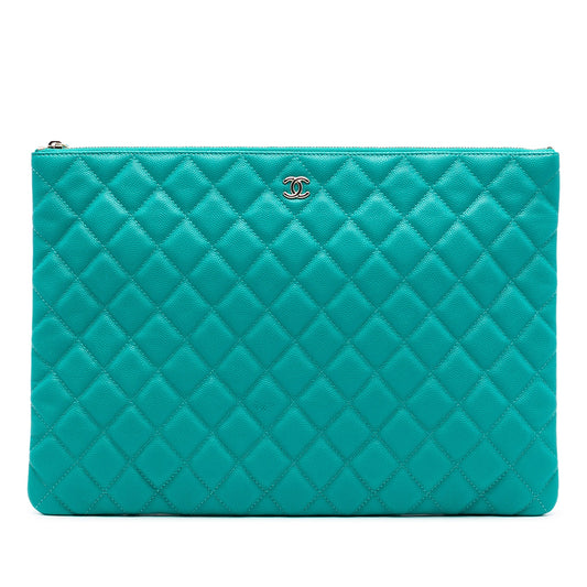 Chanel Large Quilted Caviar O Case Clutch