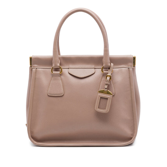 Prada Saffiano Lucido Top Handle Frame Tote