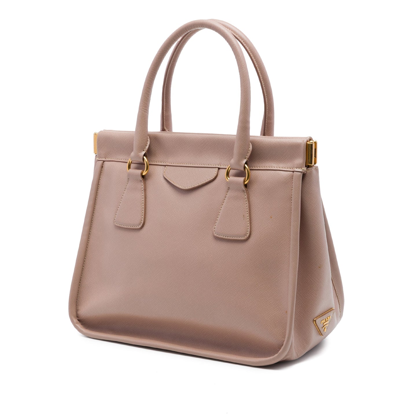 Prada Saffiano Lucido Top Handle Frame Tote