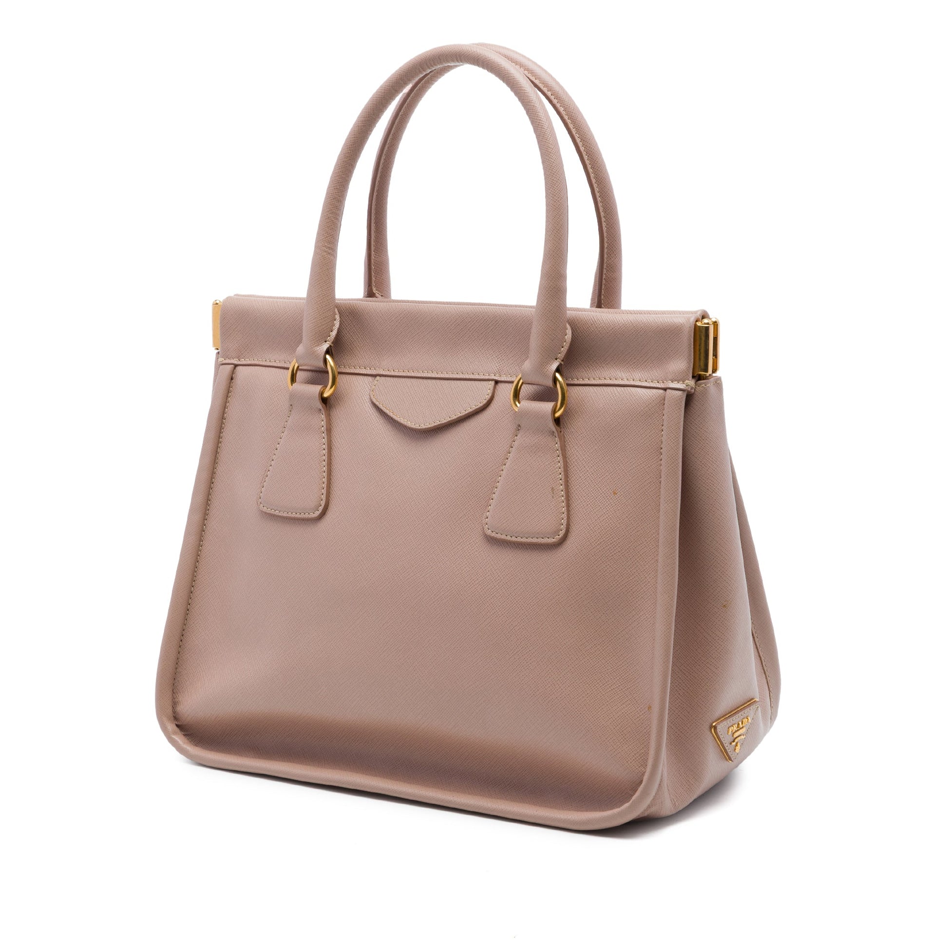 Prada Saffiano Lucido Top Handle Frame Tote