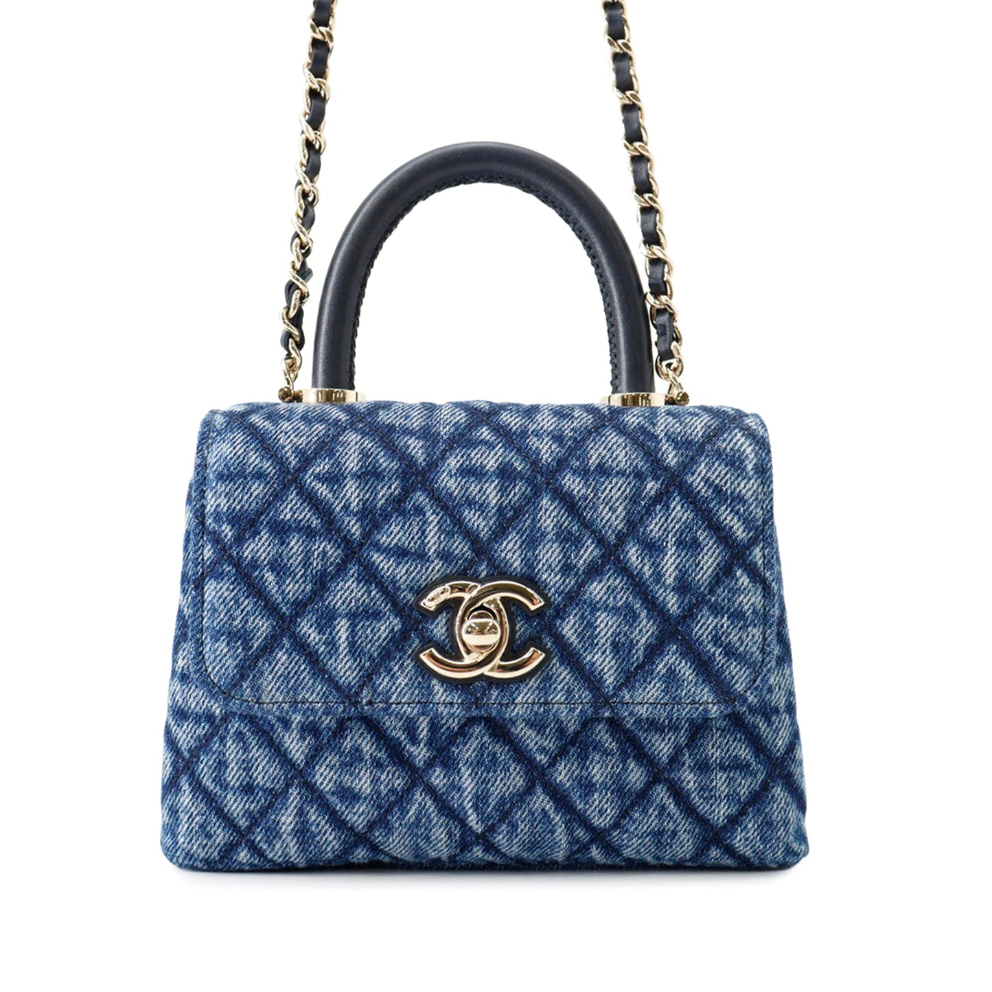 Chanel Extra Mini Quilted Washed Denim Coco Top Handle Bag