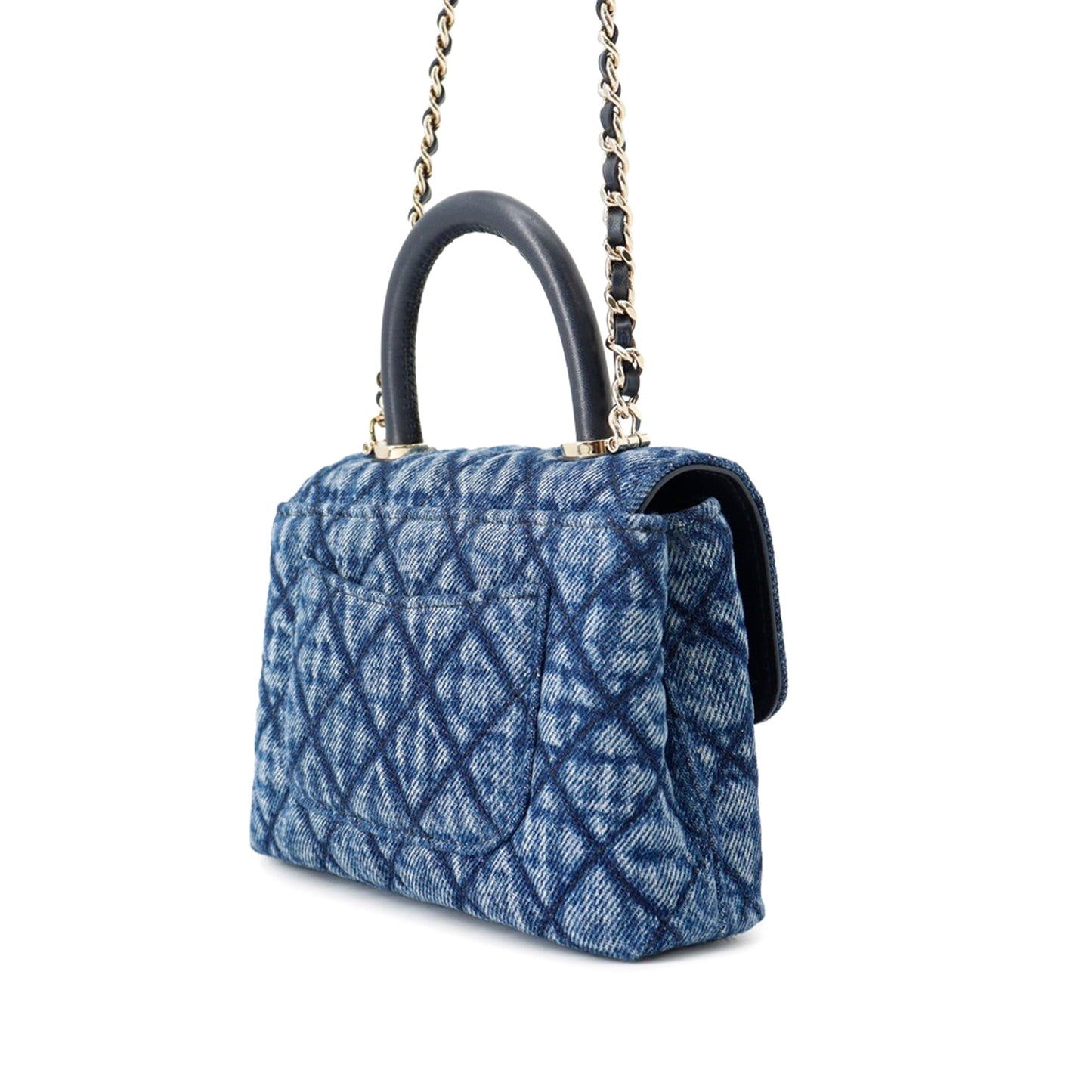 Chanel Extra Mini Quilted Washed Denim Coco Top Handle Bag
