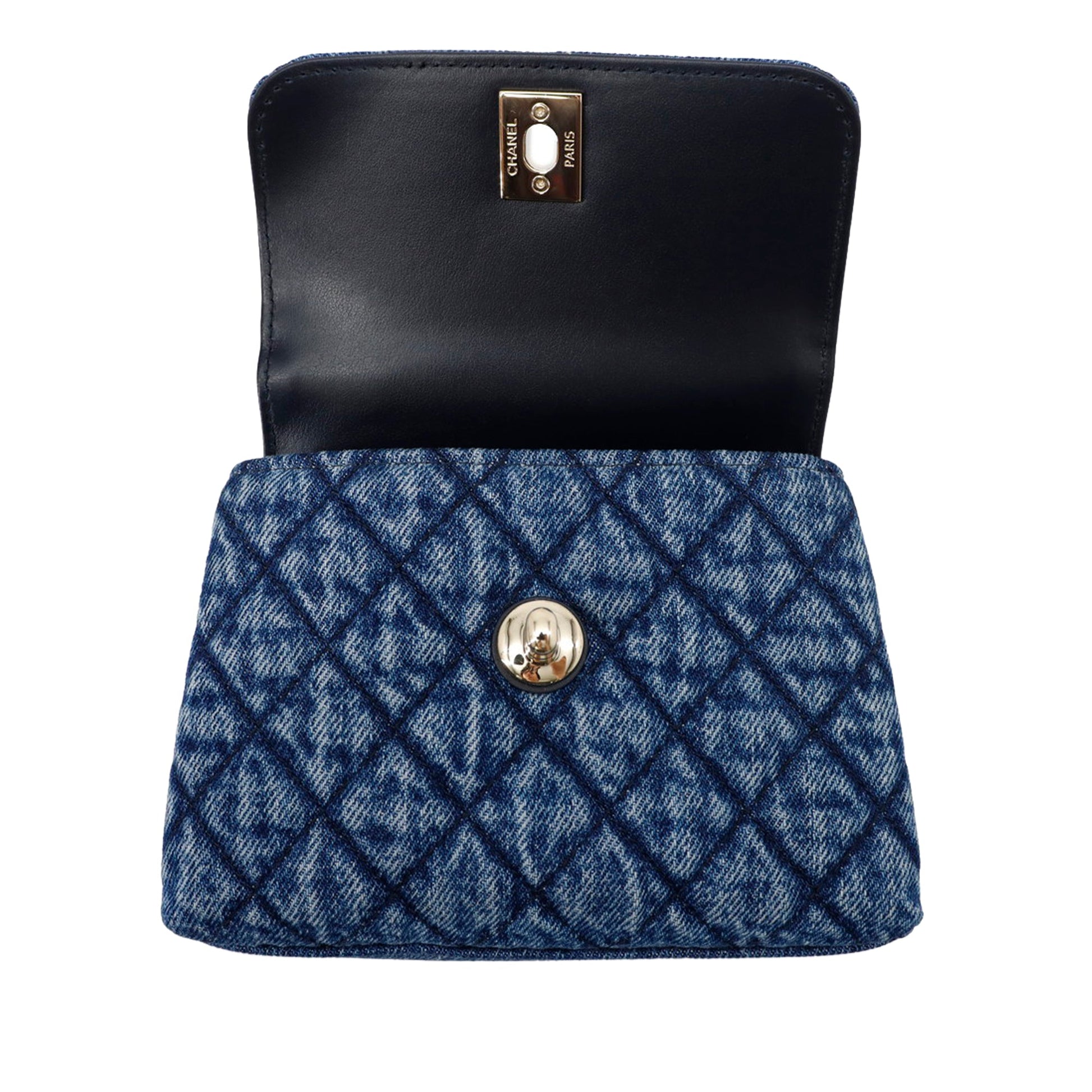 Chanel Extra Mini Quilted Washed Denim Coco Top Handle Bag