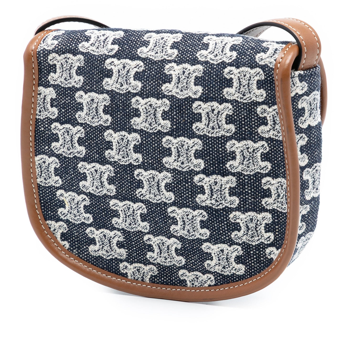 Celine Mini Triomphe Canvas and Calfskin Besace Crossbody