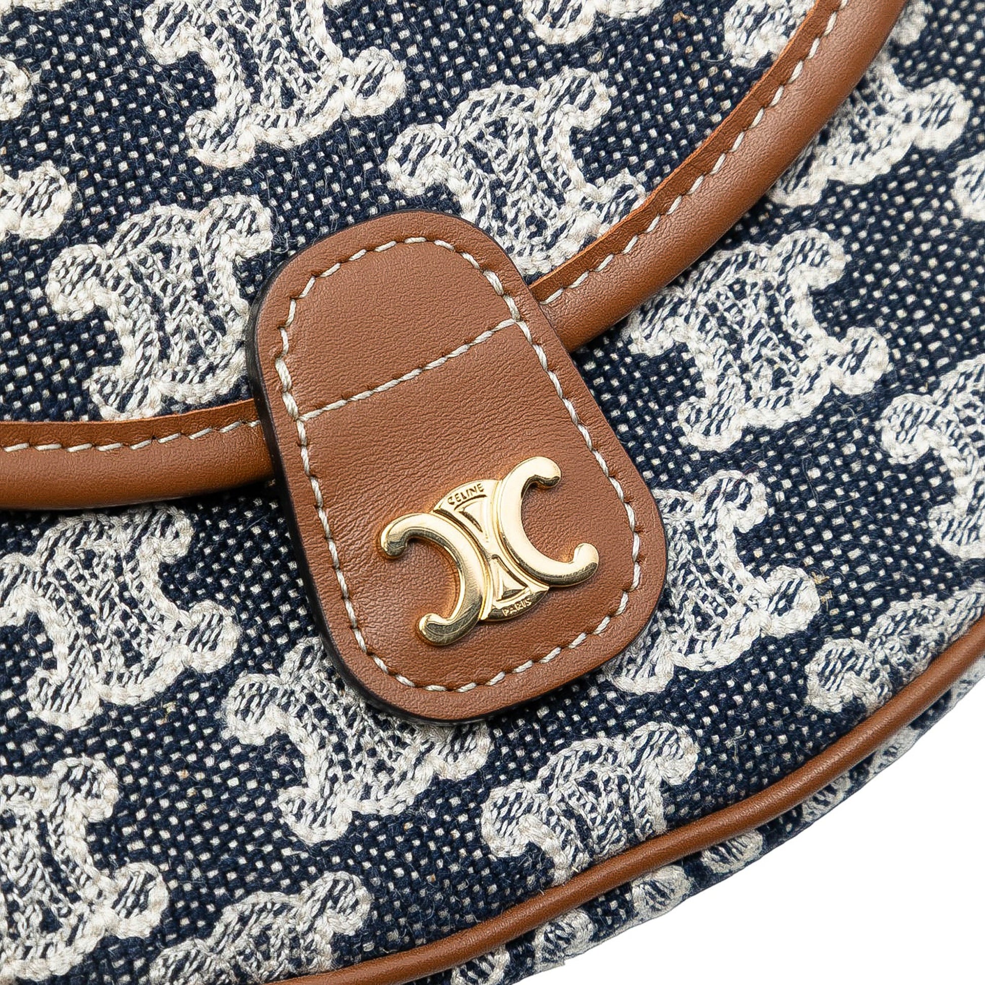 Celine Mini Triomphe Canvas and Calfskin Besace Crossbody