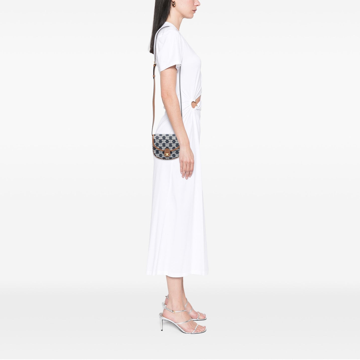 Celine Mini Triomphe Canvas and Calfskin Besace Crossbody