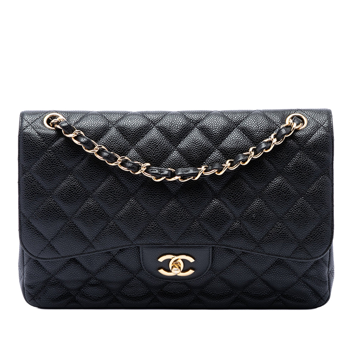 Chanel Jumbo Classic Caviar Double Flap — Black