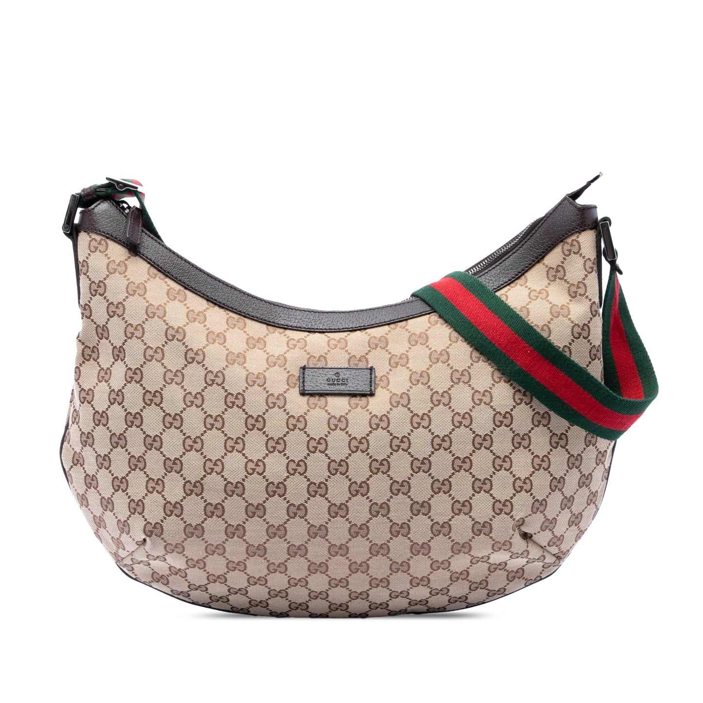 Gucci GG Canvas Web Half Moon Crossbody