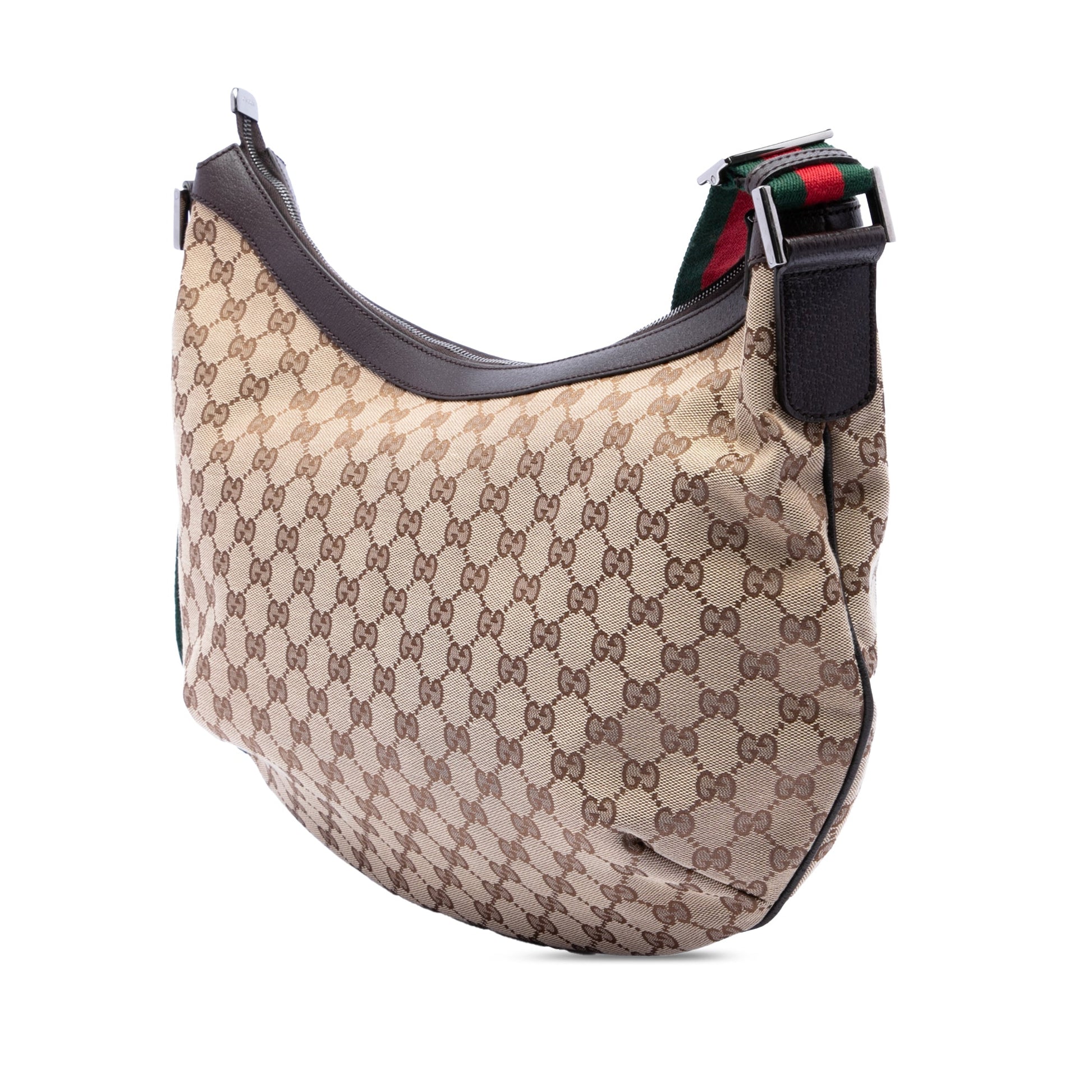 Gucci GG Canvas Web Half Moon Crossbody