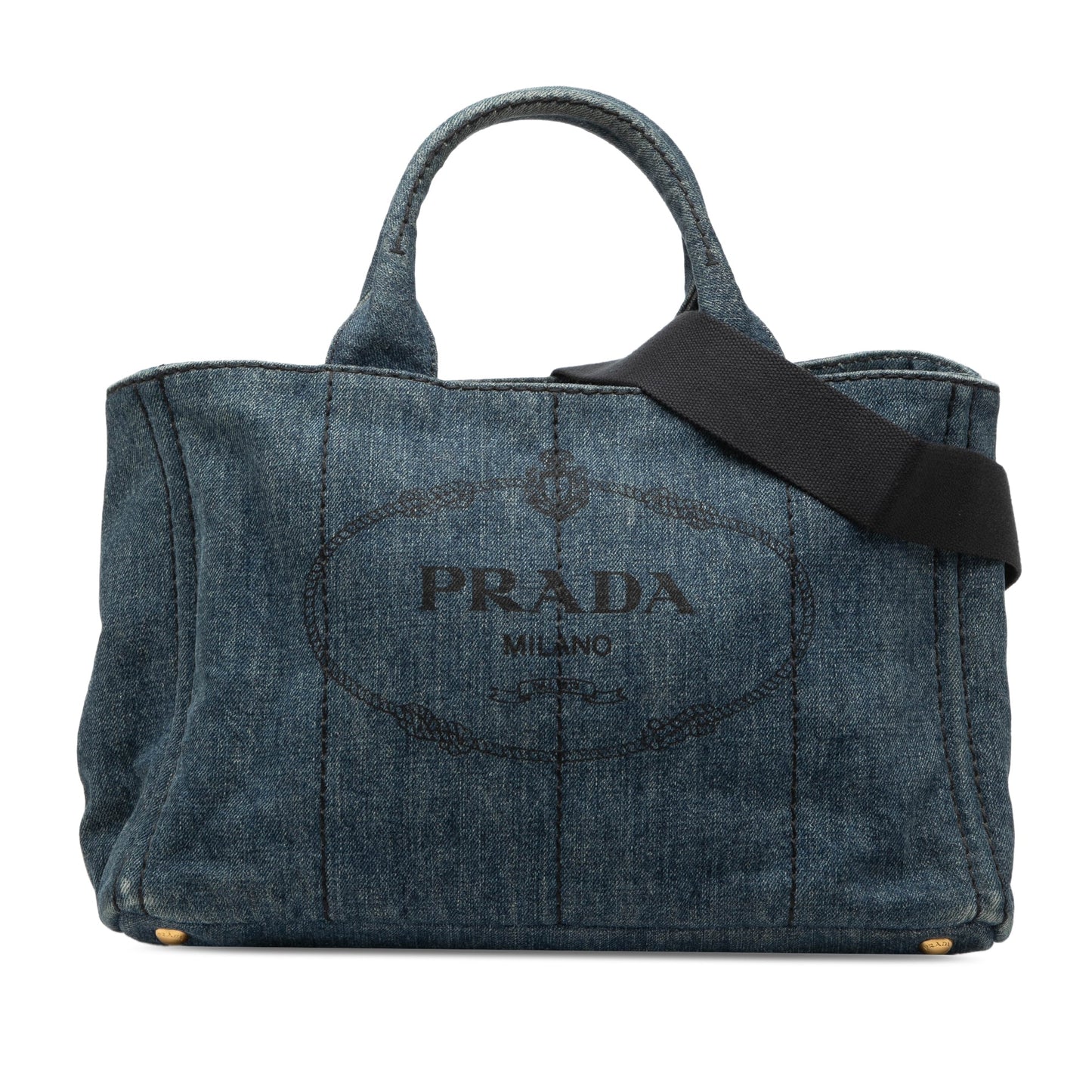 Prada Denim Canapa Logo Satchel