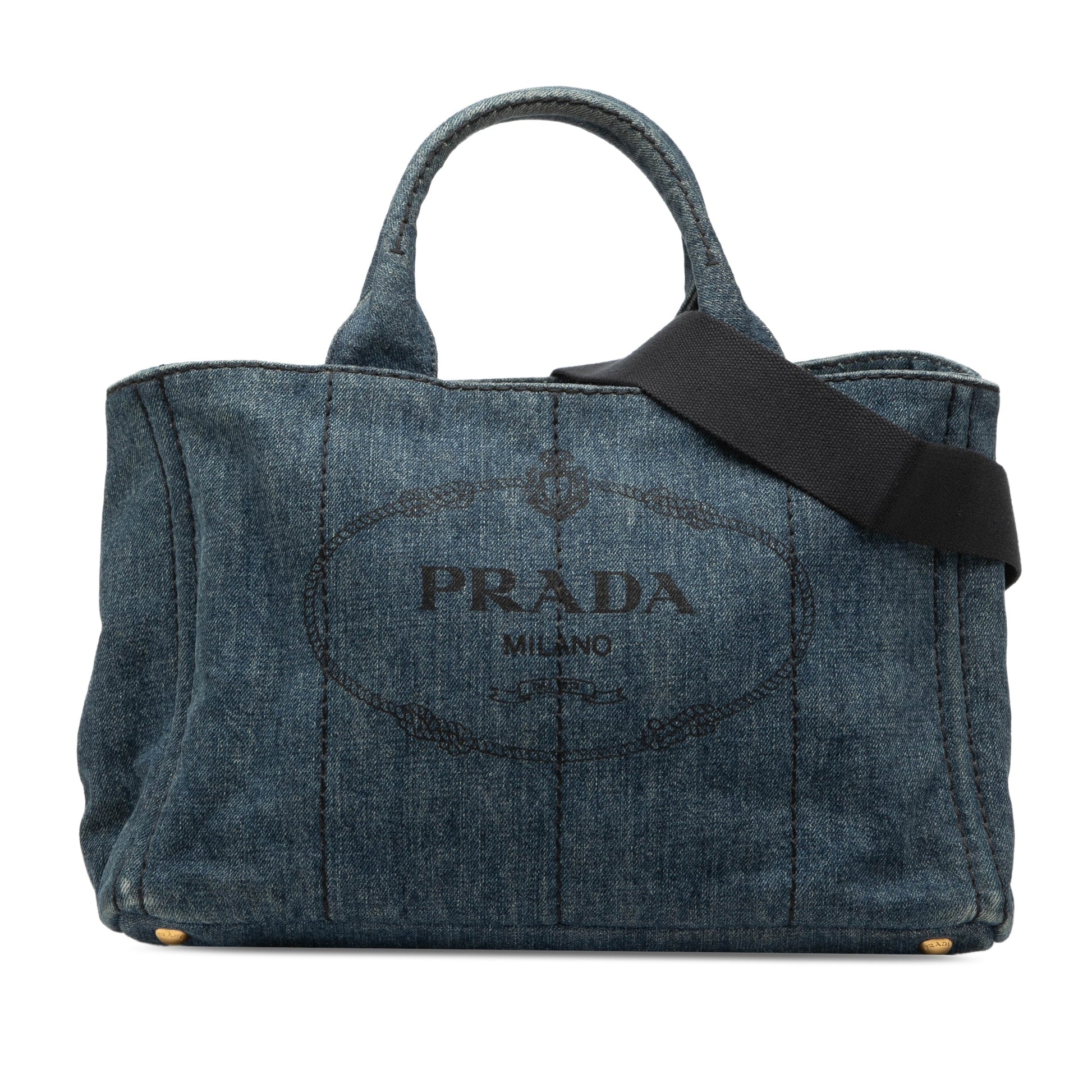 Prada Denim Canapa Logo Satchel