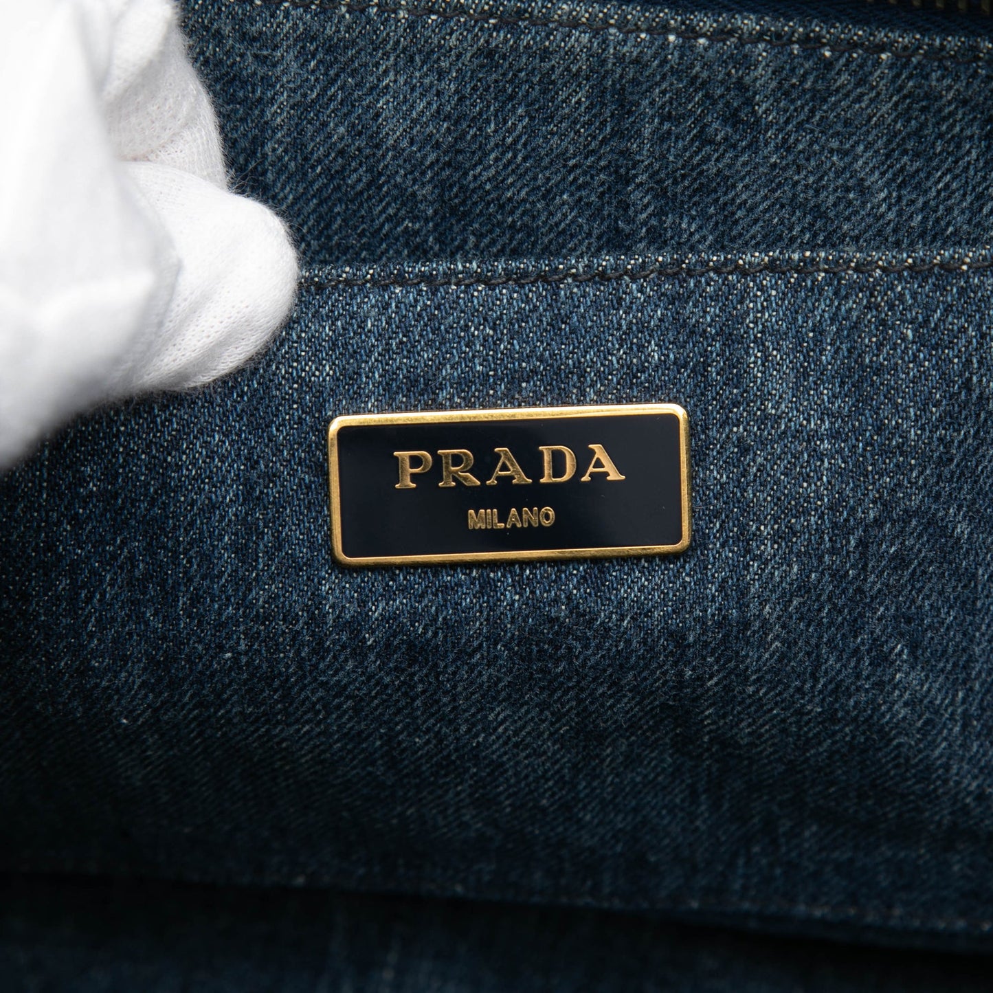 Prada Denim Canapa Logo Satchel
