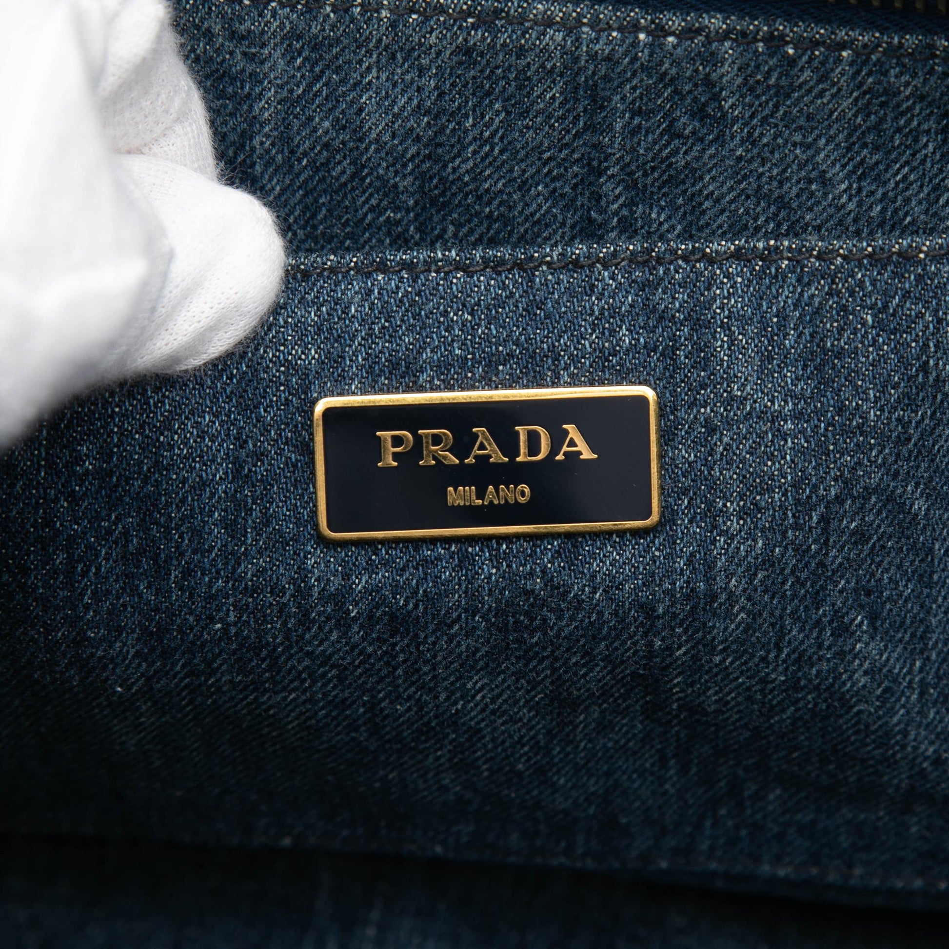 Prada Denim Canapa Logo Satchel