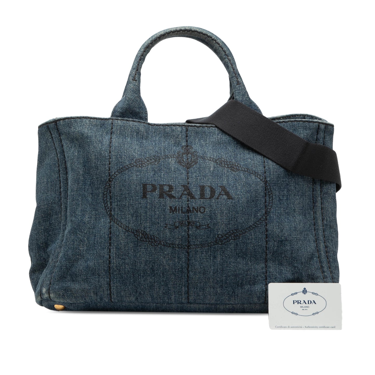 Prada Denim Canapa Logo Satchel