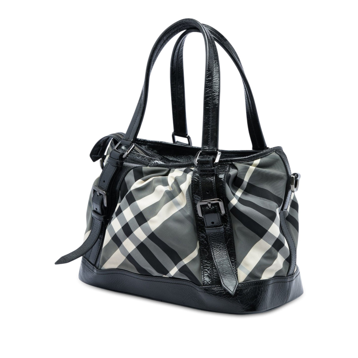 Burberry Medium Beat Check Nylon Lowry Satchel