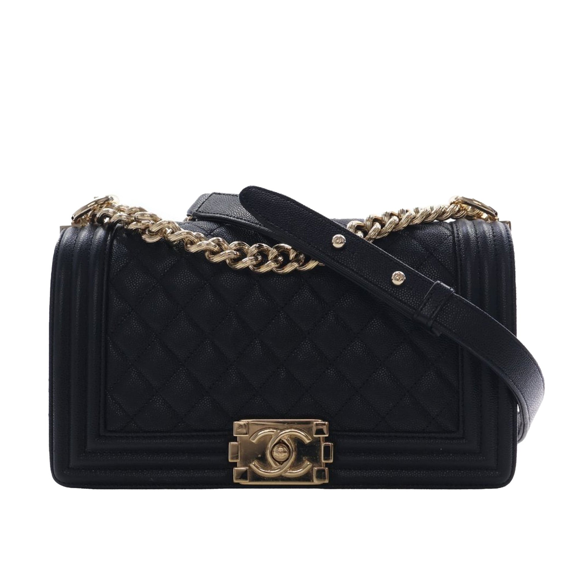 Chanel Old Medium Quilted Caviar Boy Flap