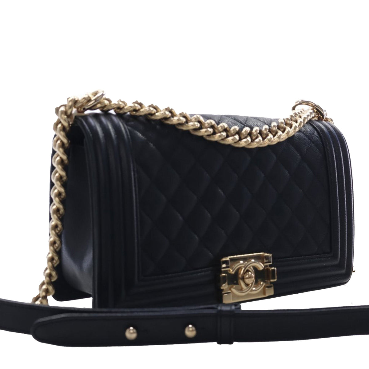 Chanel Old Medium Quilted Caviar Boy Flap