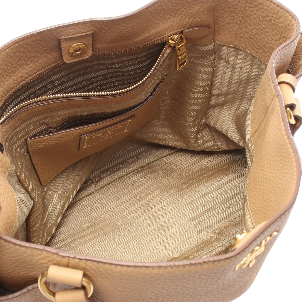 Prada Vitello Daino Tote — Brown