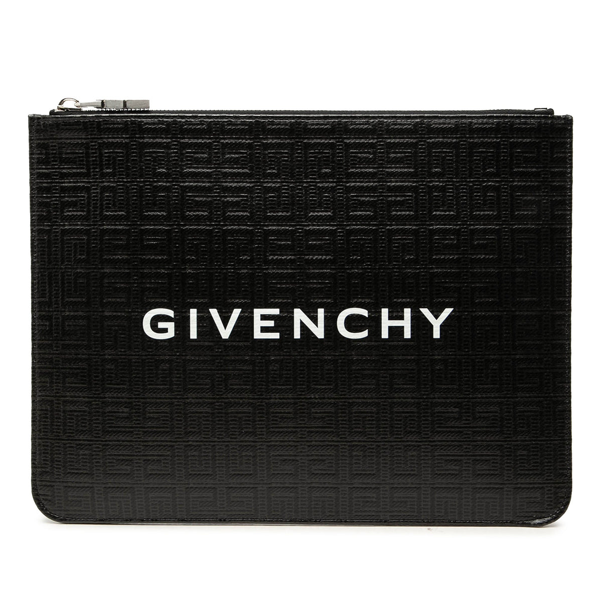 Givenchy 4G Embossed Coated Canvas Flat Pouch — Black