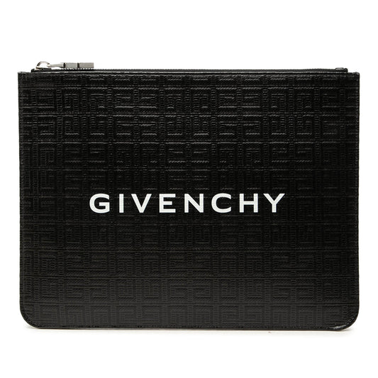 Givenchy 4G Embossed Coated Canvas Flat Pouch — Black