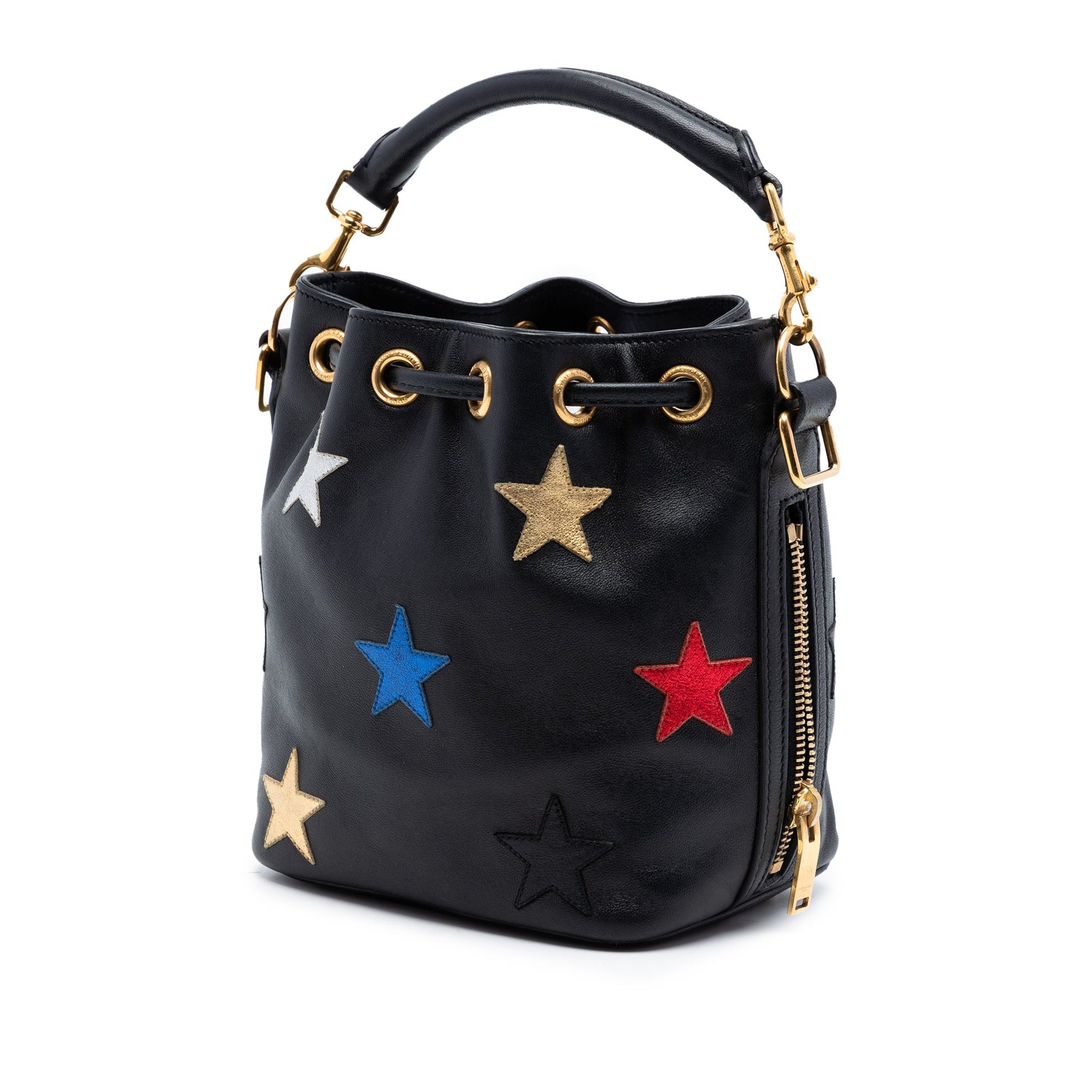 Saint Laurent Small Calfskin Star Patchwork Emmanuelle Bucket Bag
