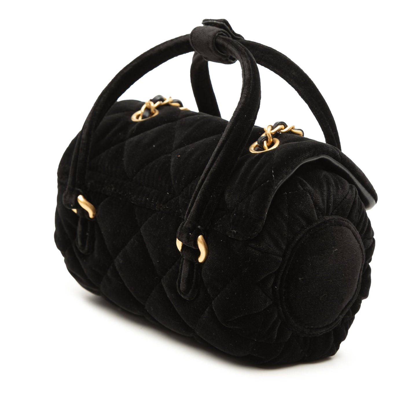 Chanel Mini Quilted Velvet Top Handle Flap