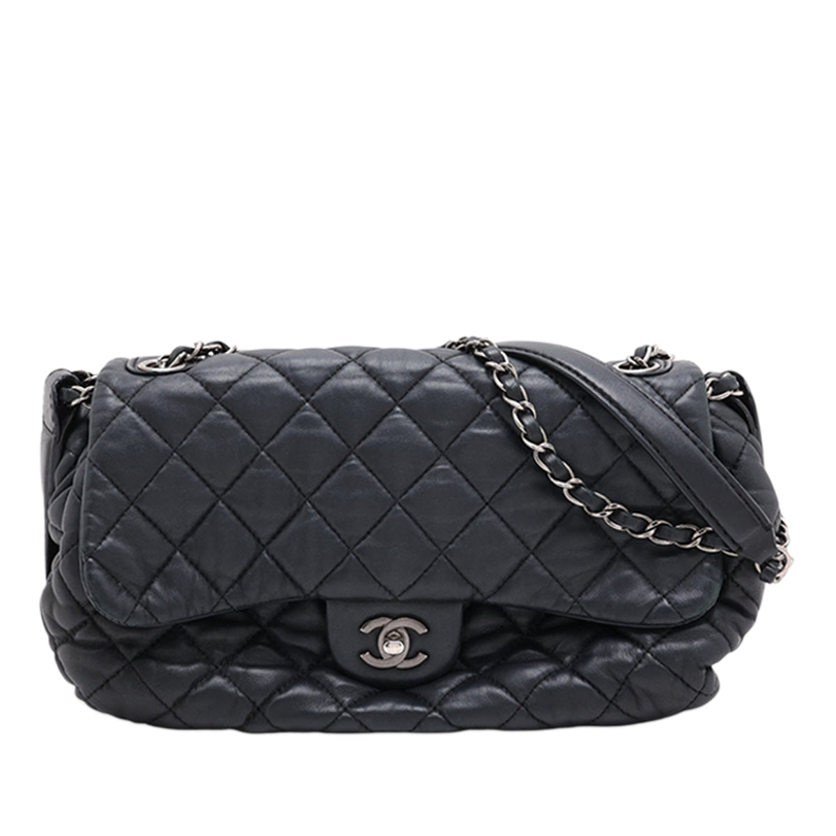 Chanel CC Quilted Lambskin Single Flap — Black