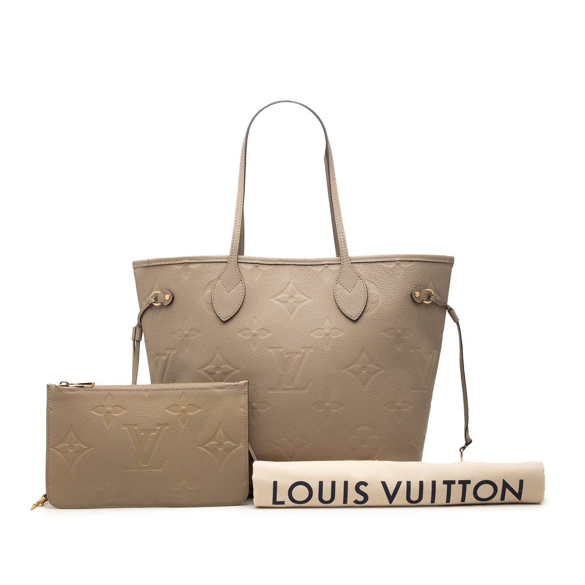 Louis Vuitton Monogram Giant Empreinte Neverfull MM — Beige